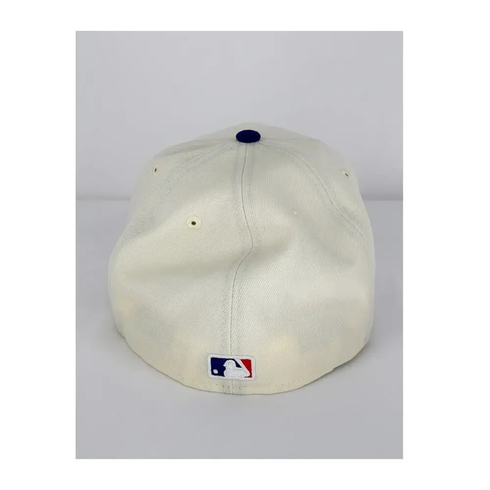 New Era Los Angeles Dodgers Team 59FIFTY Cap Hat Cream Royal Blue Fitted 7 3/8